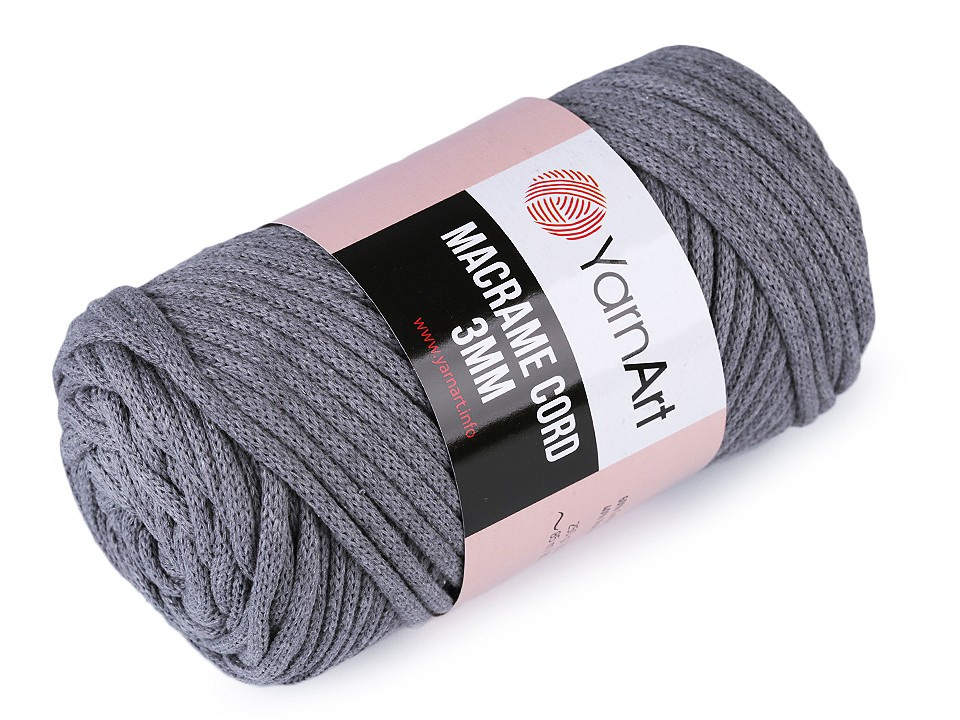 Pletací příze Macrame Cord 250 g, barva 7 (774) šedá