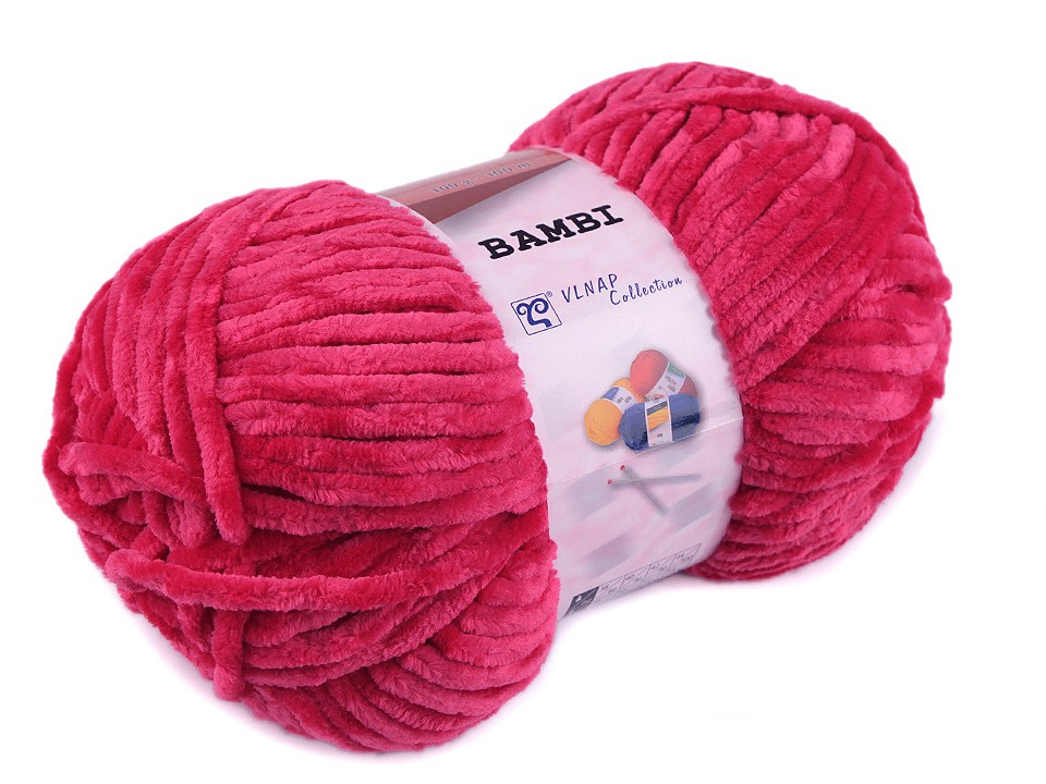 Pletací žinylková příze Bambi 100 g, barva 19 (88178) pink