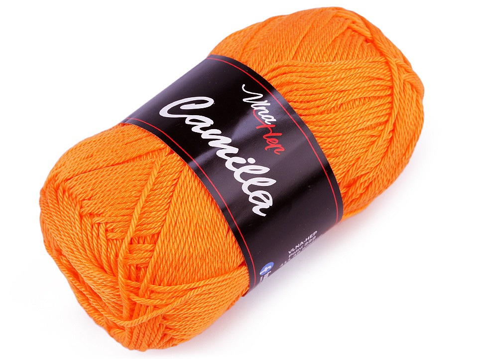Bavlněná pletací příze Camilla 50 g, barva 36 (8301) oranžová