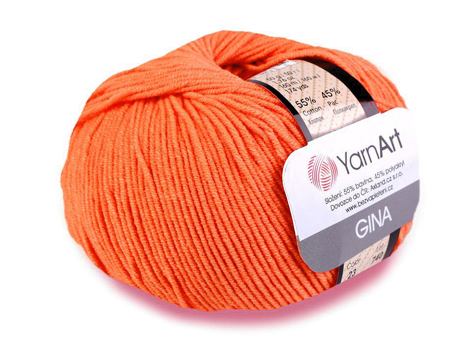 Pletací příze Gina / Jeans 50 g, barva 29 (77) oranžová