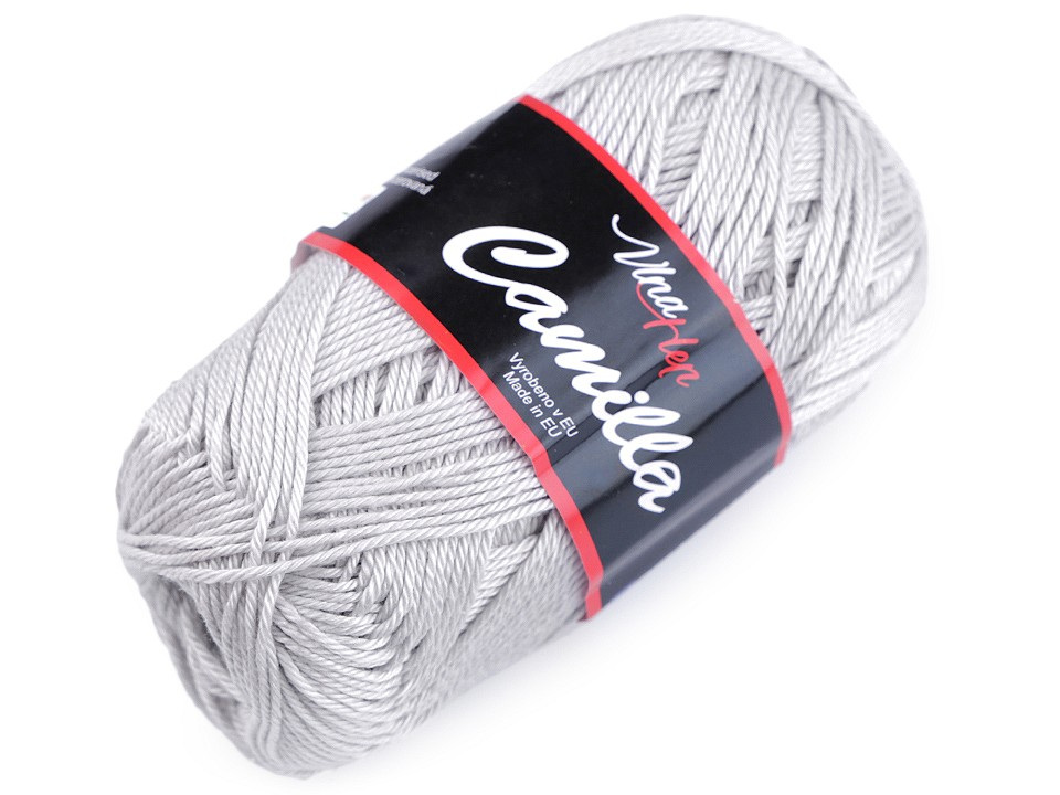 Bavlněná pletací příze Camilla 50 g, barva 30 (8230) šedá nejsvětlější