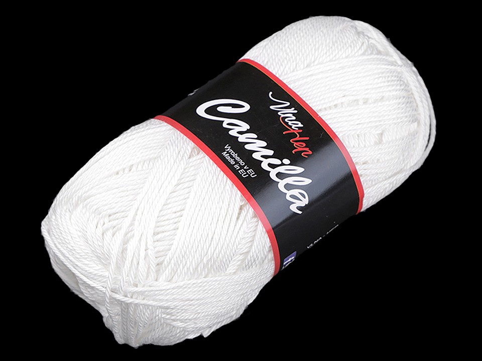 Bavlněná pletací příze Camilla 50 g, barva 23 (8002) bílá