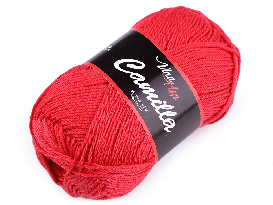 Bavlněná pletací příze Camilla 50 g, barva 29 (8008) červená