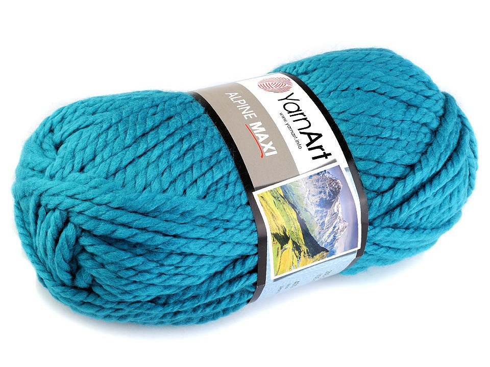 Pletací příze Alpine maxi 250 g, barva 11 (660) tyrkys