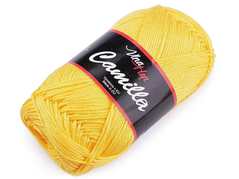 Bavlněná pletací příze Camilla 50 g, barva 27 (8180) žlutá světlá