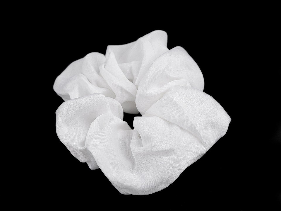 Gumička scrunchie do vlasů, barva 1 bílá