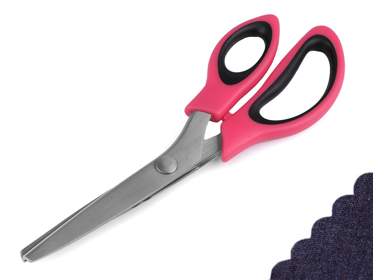 Nůžky entlovací délka 24 cm obloučky / zoubky, barva 1 růžová malinová obloučky
