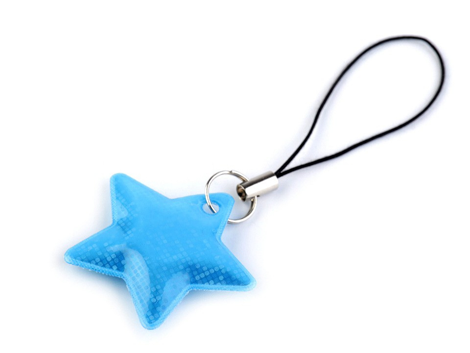 Reflexní přívěsek / taháček hvězda, barva 6 (04A) modrá sytá reflexní