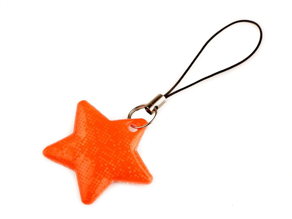 Reflexní přívěsek / taháček hvězda, barva 7 oranžová reflexní