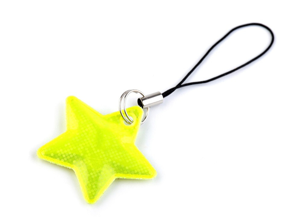 Reflexní přívěsek / taháček hvězda, barva 2 (02) žlutozelená ost. reflexní