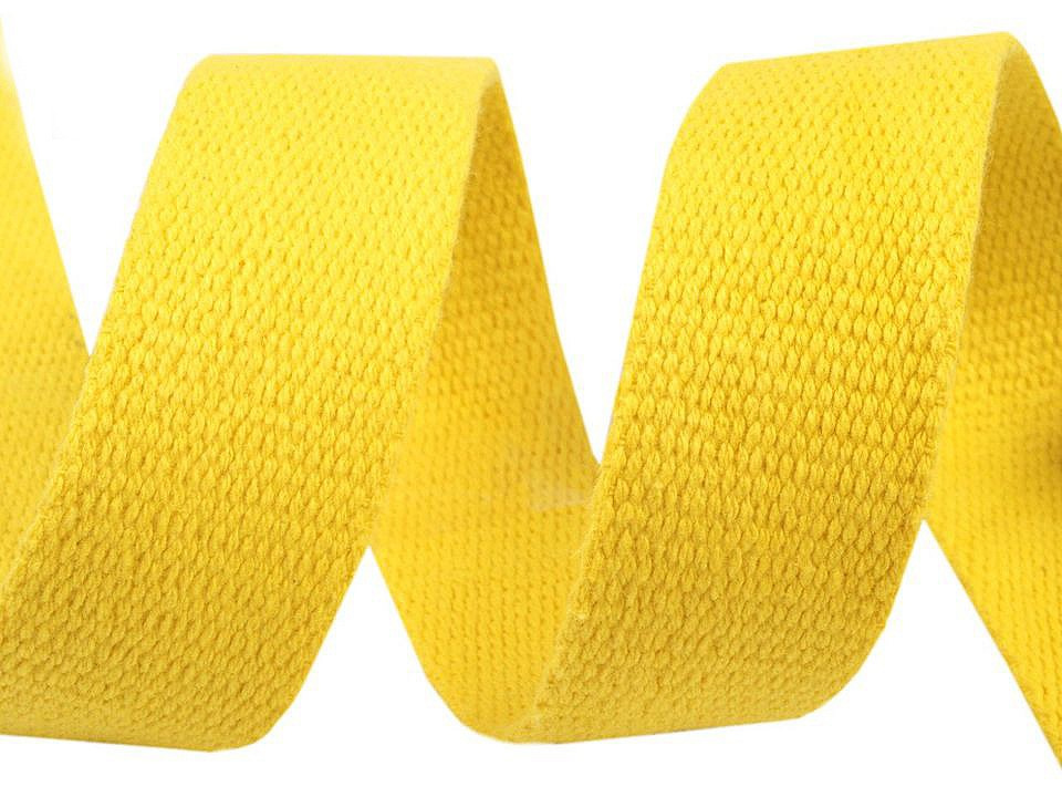 Bavlněný popruh šíře 30 mm barevný, barva 1 žlutá