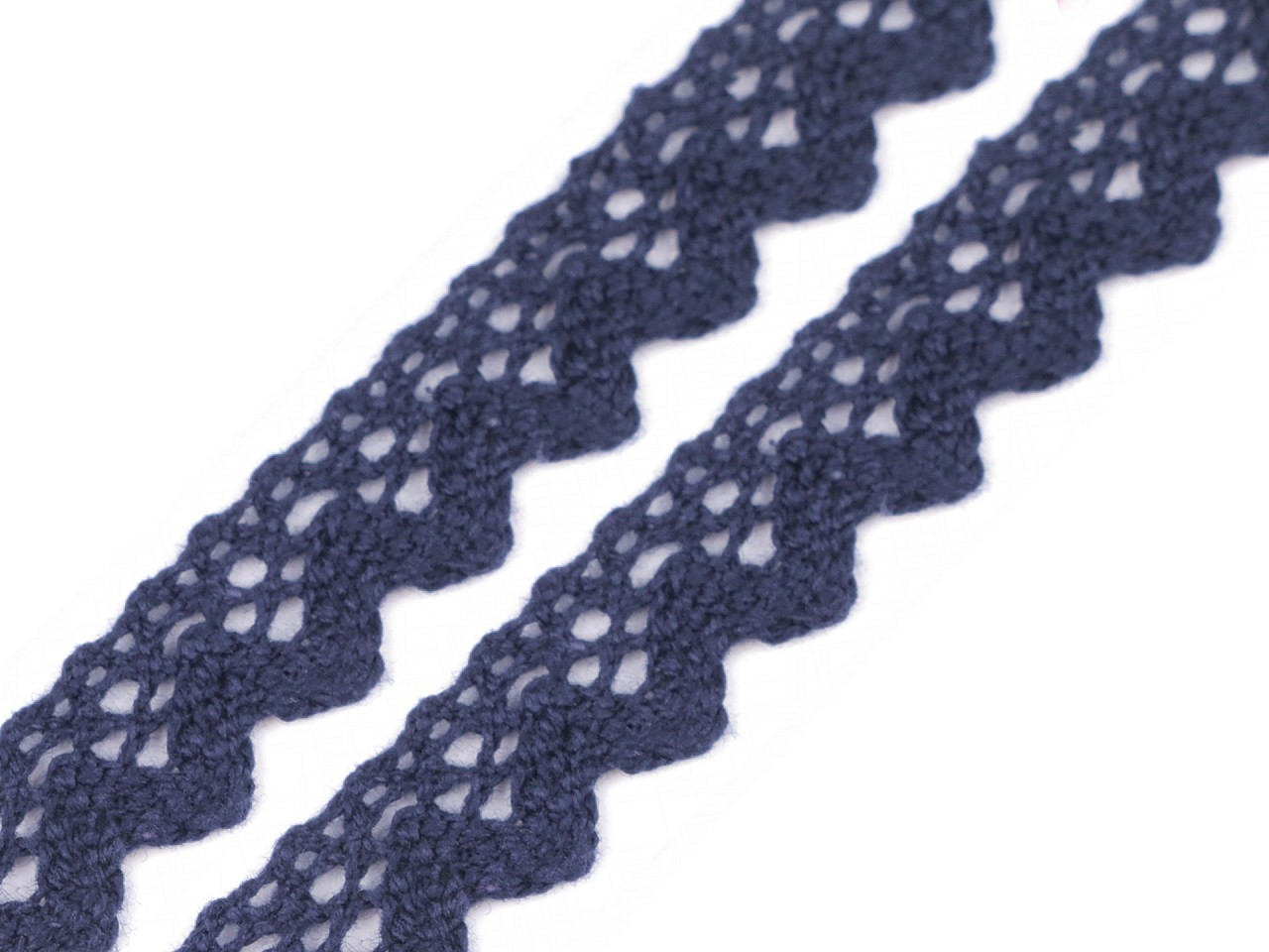 Bavlněná krajka šíře 15 mm paličkovaná, barva 22 modrá temná (bavlna)