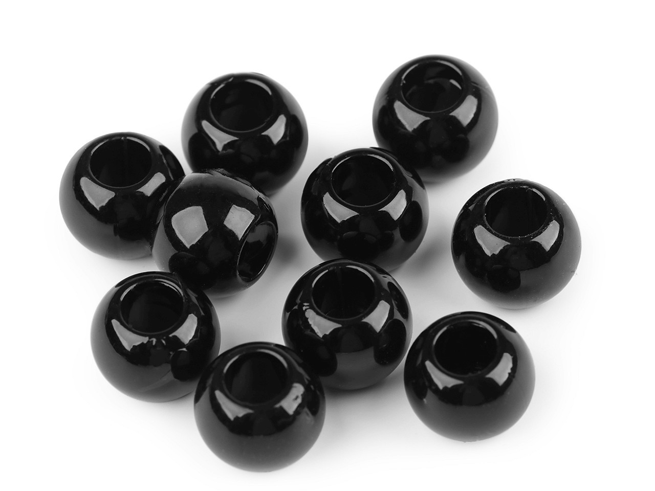 Fotografie Plastové perly s velkým průvlekem 11x15 mm, barva 6 černá