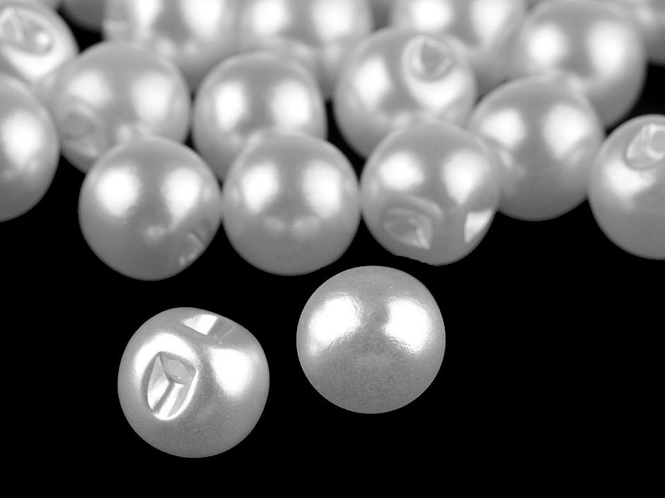 Perla k našití / knoflík Ø10 mm, barva 1 bílá perleť