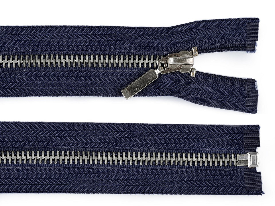 Kovový zip šíře 6 mm délka 60 cm, barva 330 modrá tmavá