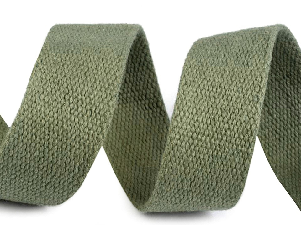 Bavlněný popruh šíře 30 mm, barva 4 zelená khaki