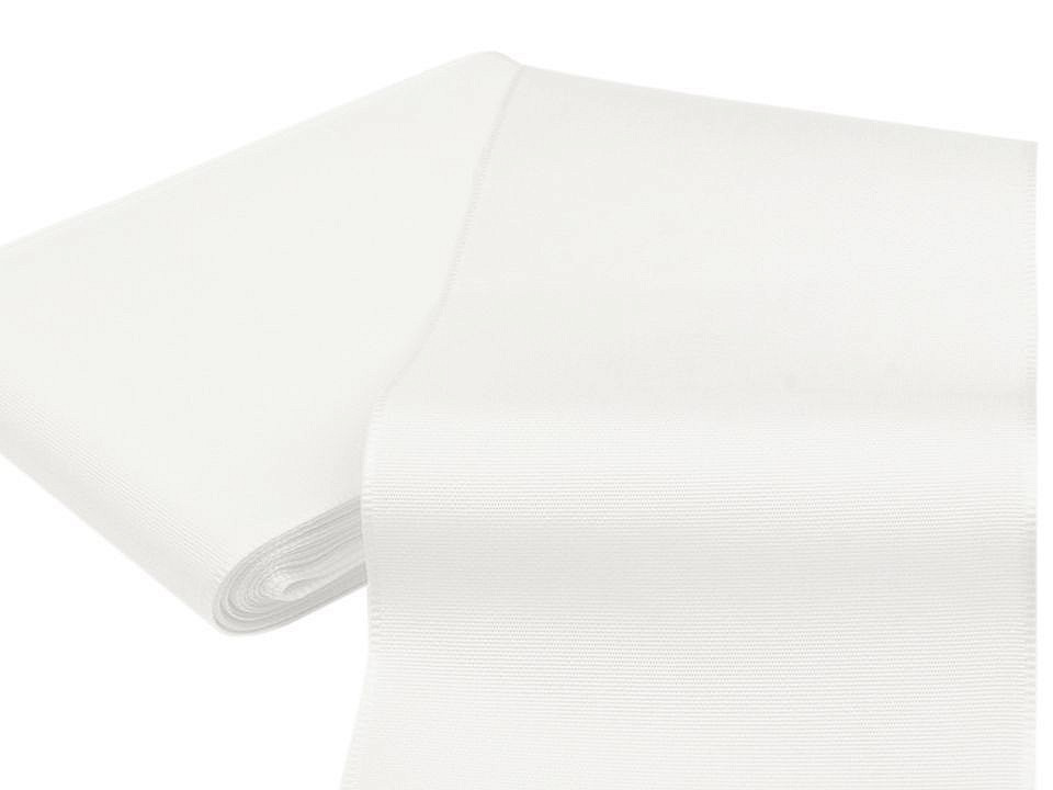 Stuha taftová šíře 10,8 cm, barva 100 bílá