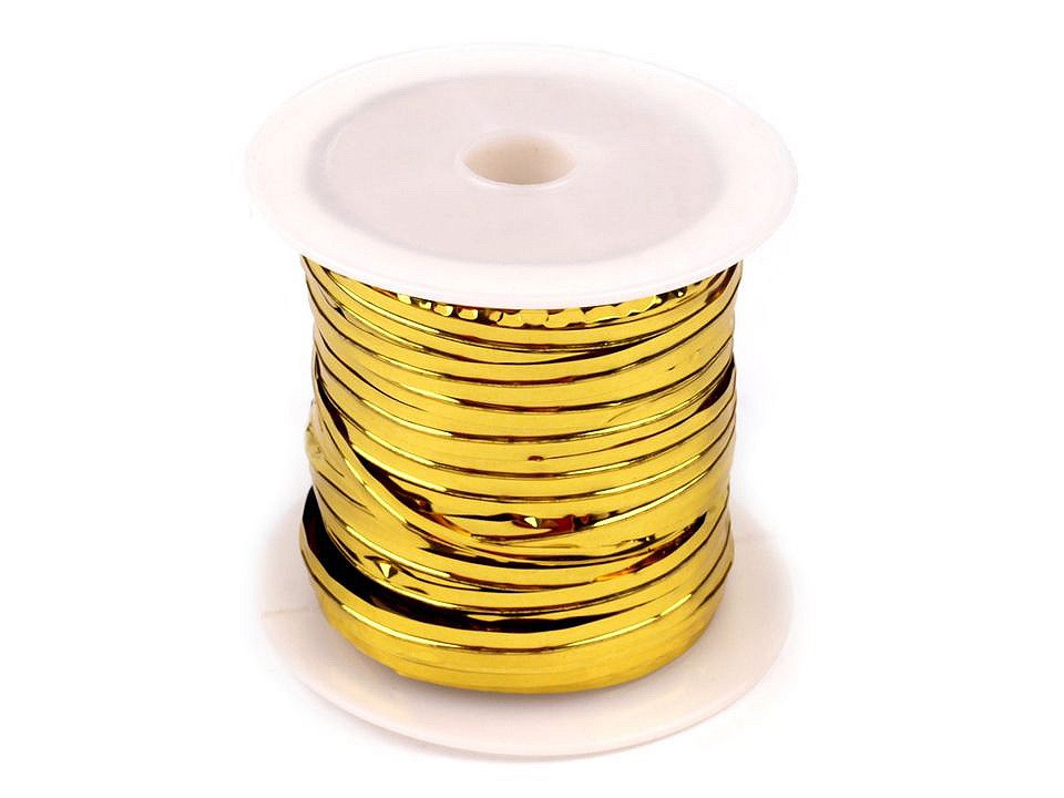 Dekorační vázací / klipovací drát šíře 3 mm, barva 2 zlatá sv.