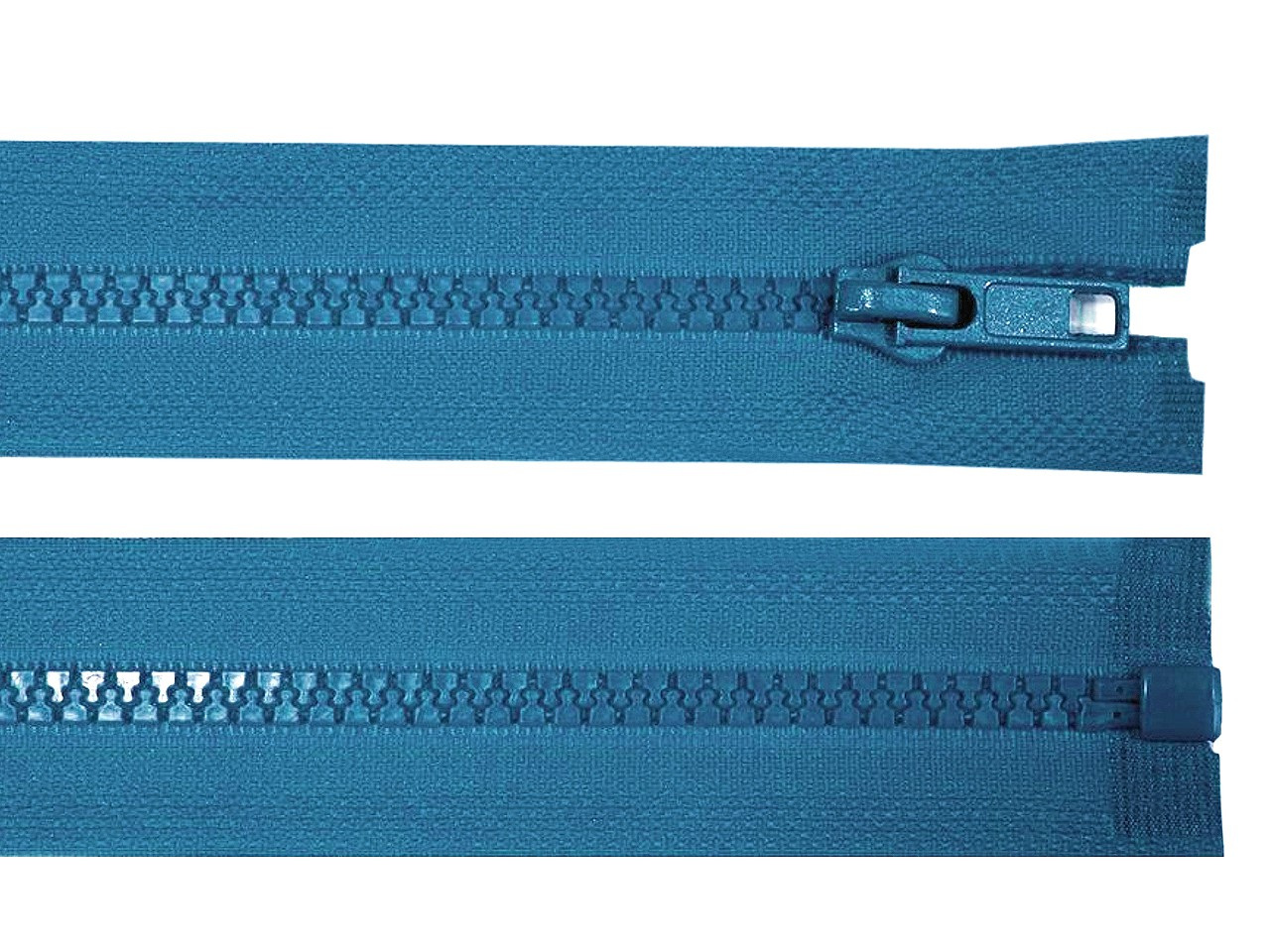 Kostěný zip šíře 5 mm délka 45 cm bundový, barva 216 modrá sytá