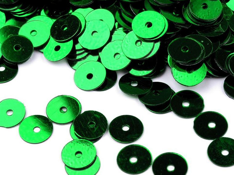 Flitry hladké Ø6 mm metalické, barva 4 zelená