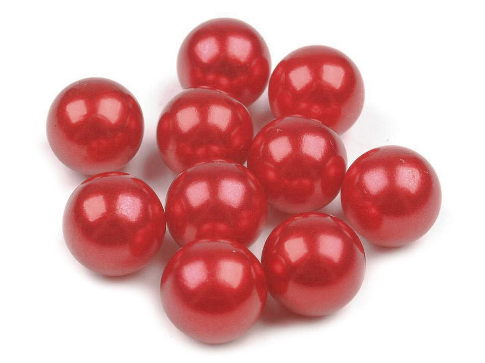 Dekorační kuličky / perly bez dírek Ø10 mm, barva 5 červená