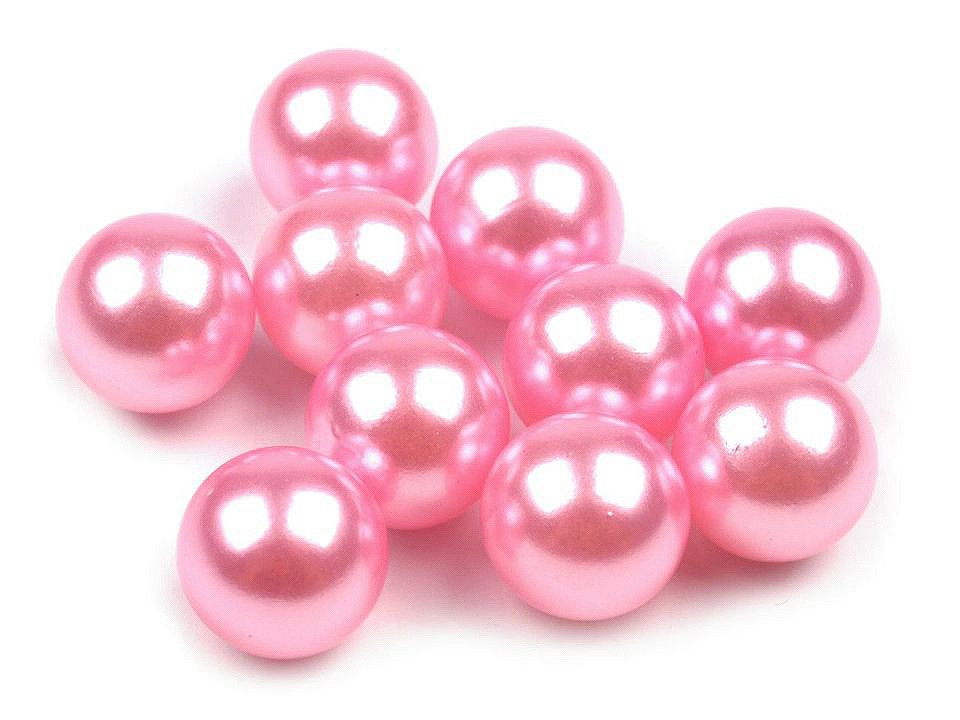 Dekorační kuličky / perly bez dírek Ø10 mm, barva 2 růžová sv.