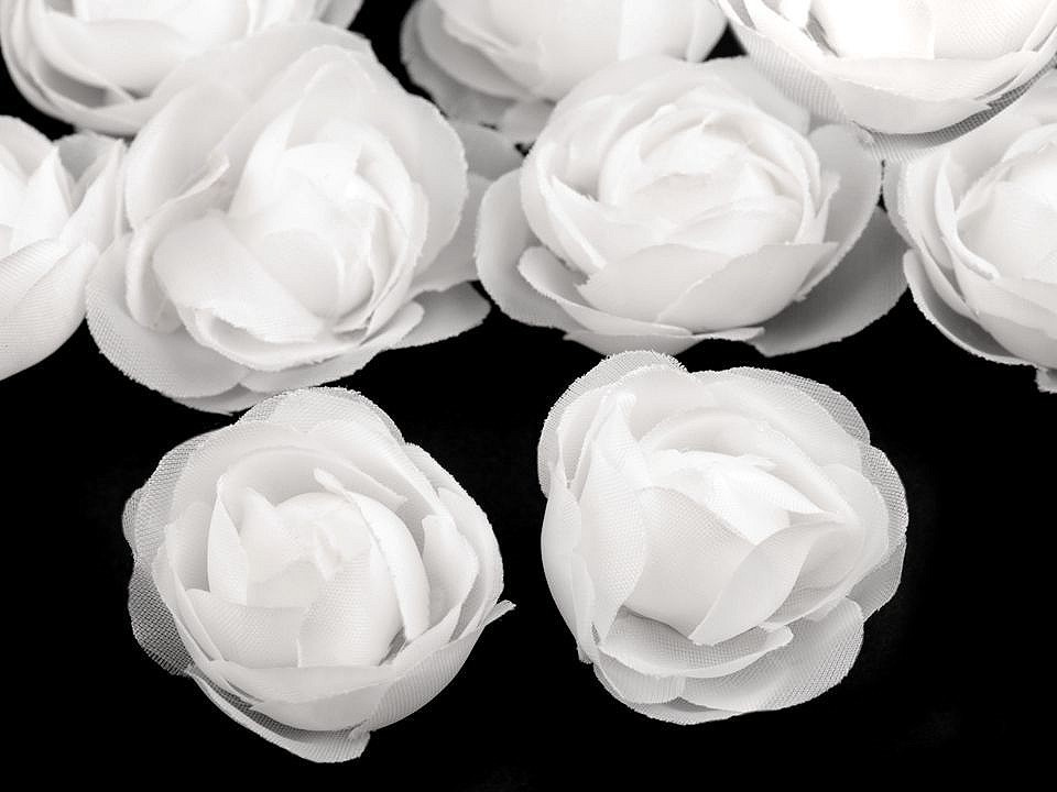 Umělý květ růže Ø3,5 cm, barva 1 bílá