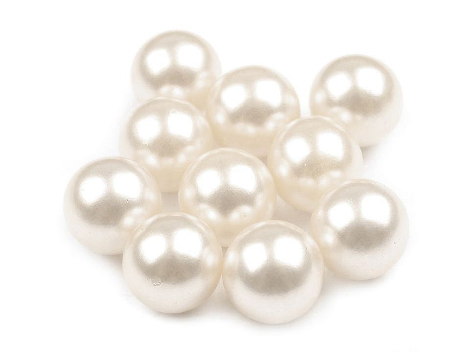 Dekorační kuličky / perly bez dírek Ø10 mm, barva 8 krémově bílá
