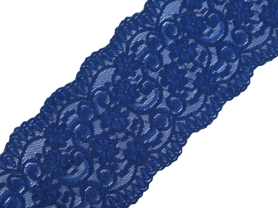 Elastická krajka / vsadka šíře 10 cm, barva 3 modrá tmavá