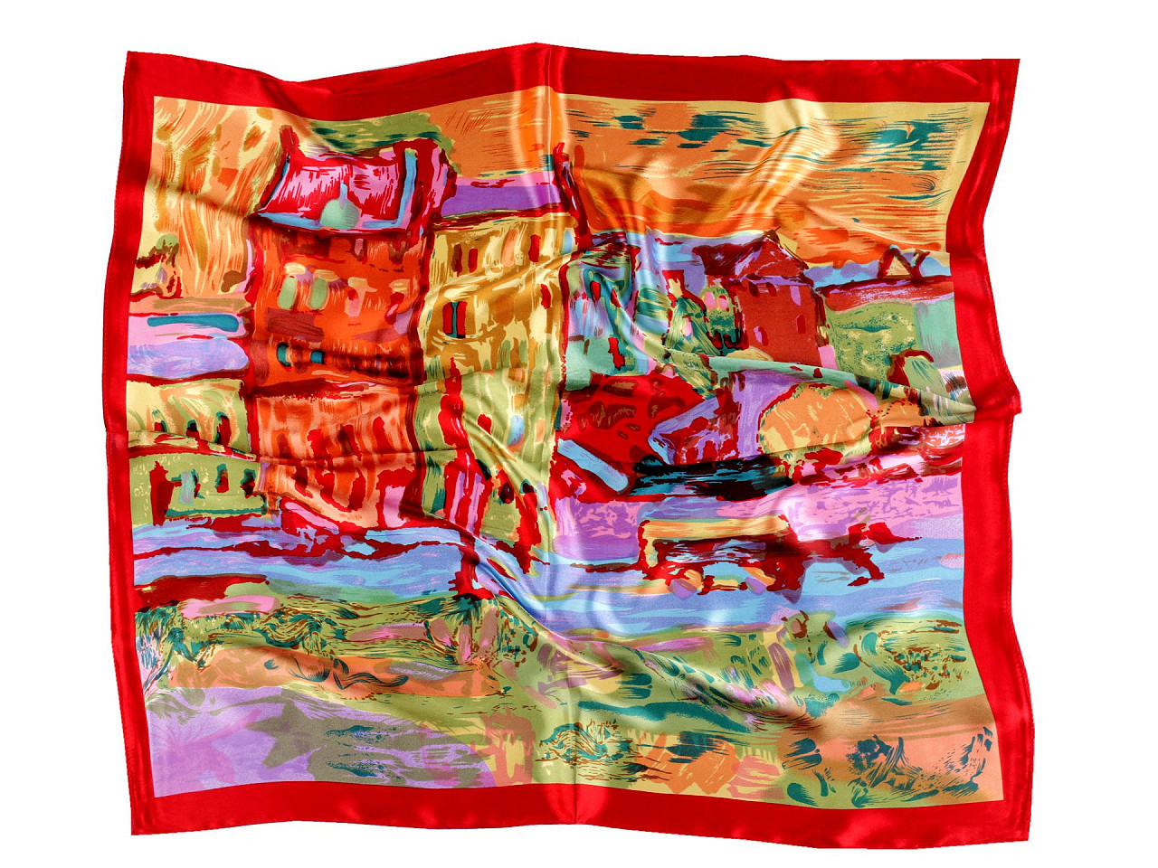 Saténový šátek 60x60 cm, barva 24 červená