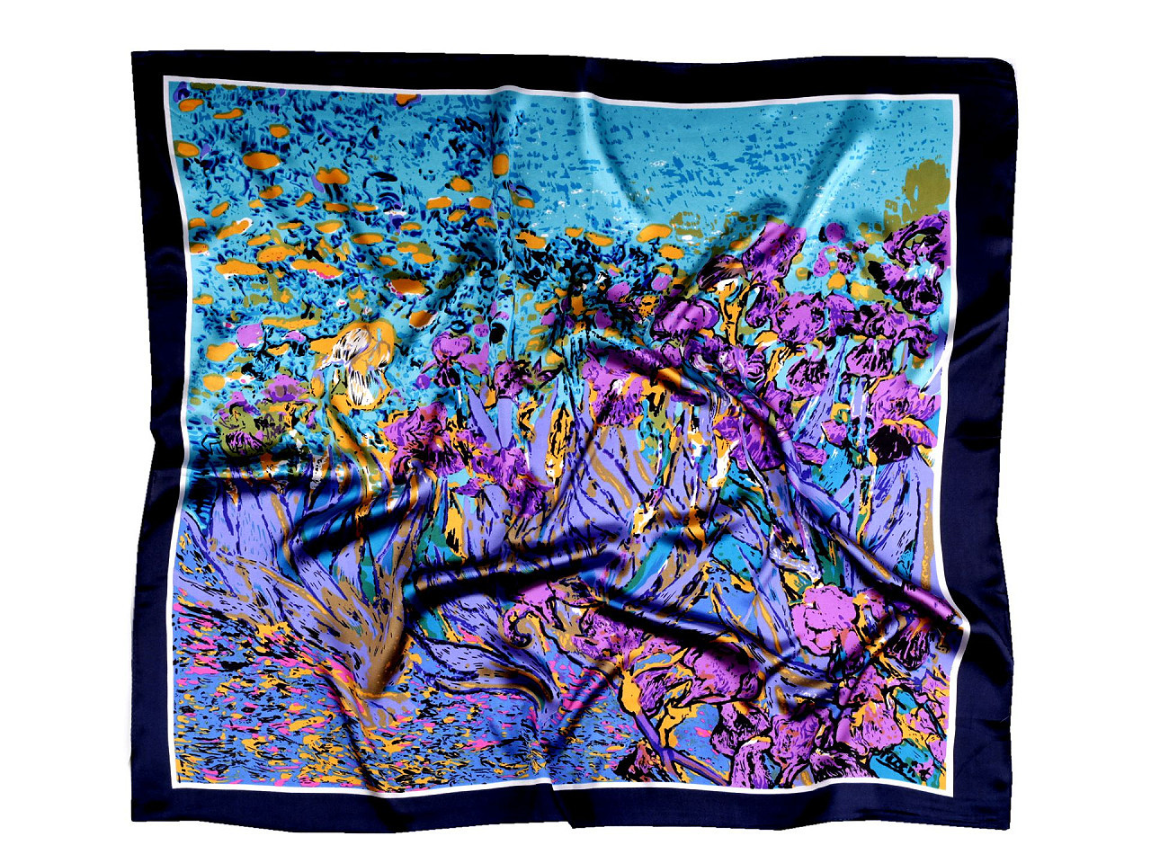 Saténový šátek 60x60 cm, barva 36 tyrkys