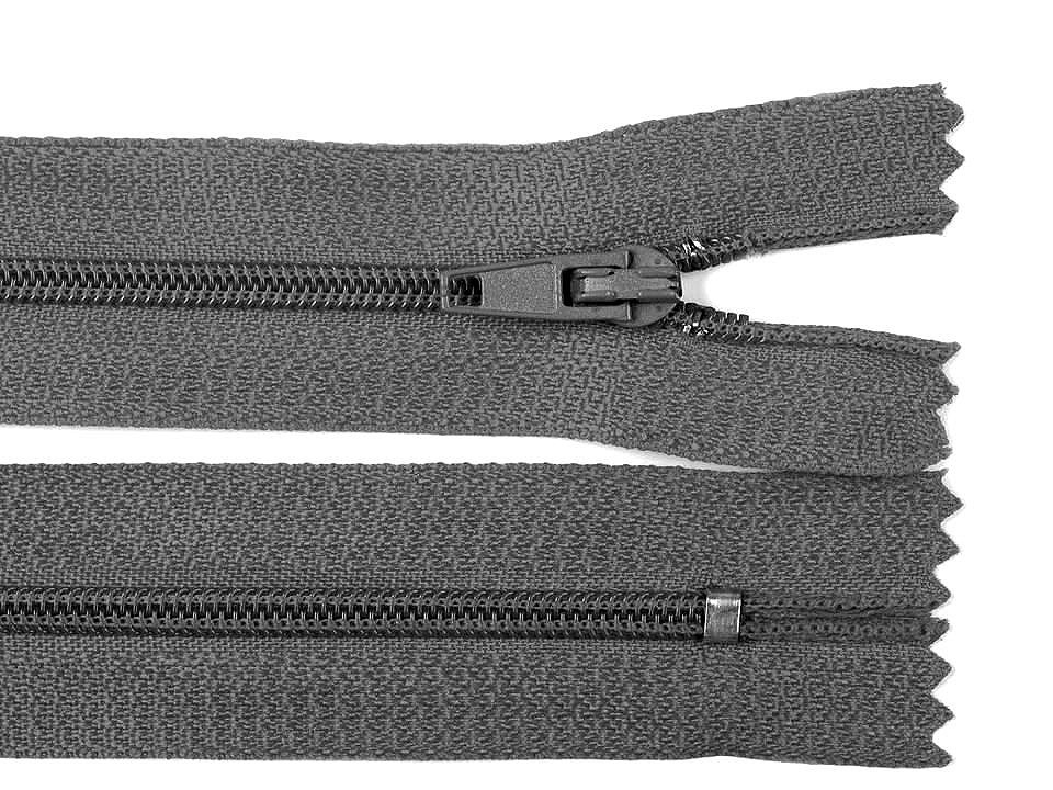 Spirálový zip šíře 3 mm délka 20 cm autolock, barva 312 šedá tmavá