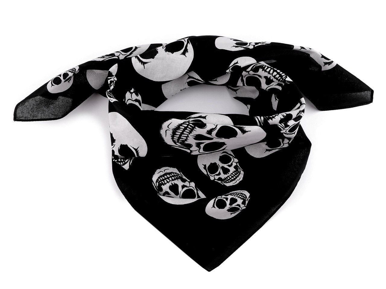 Bavlněný šátek lebky 70x70 cm, barva 1 černá