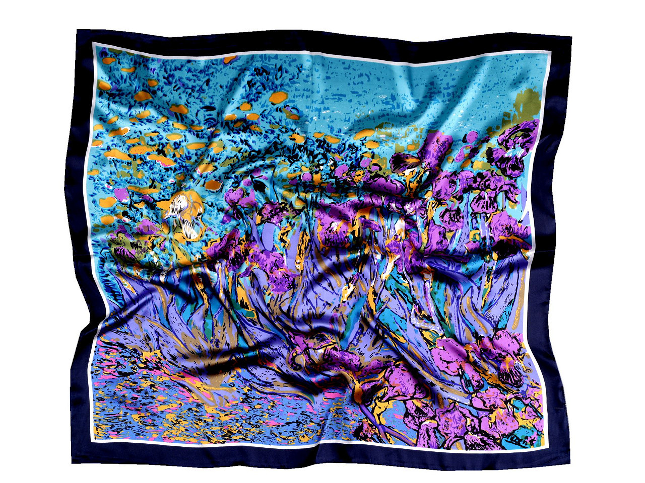 Saténový šátek 60x60 cm, barva 35 modrofialová