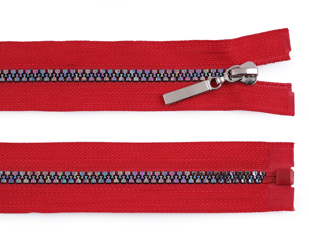 Duhový kostěný zip šíře 5 mm délka 50 cm, barva 148 červená