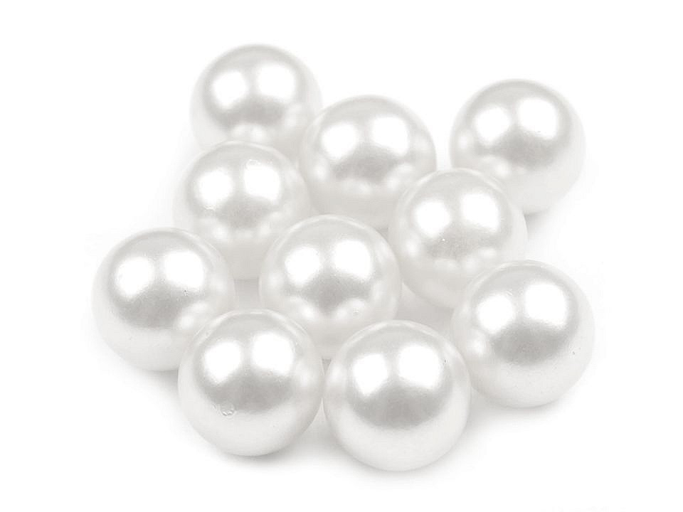 Dekorační kuličky / perly bez dírek Ø10 mm, barva 7 bílá