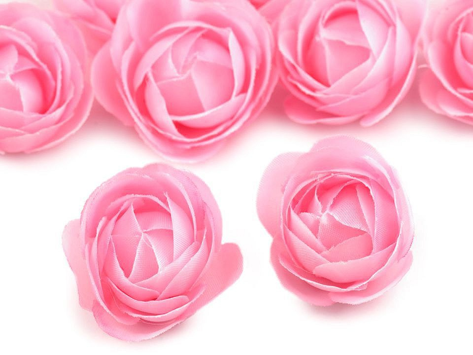 Umělý květ růže Ø3,5 cm, barva 4 růžová sv.
