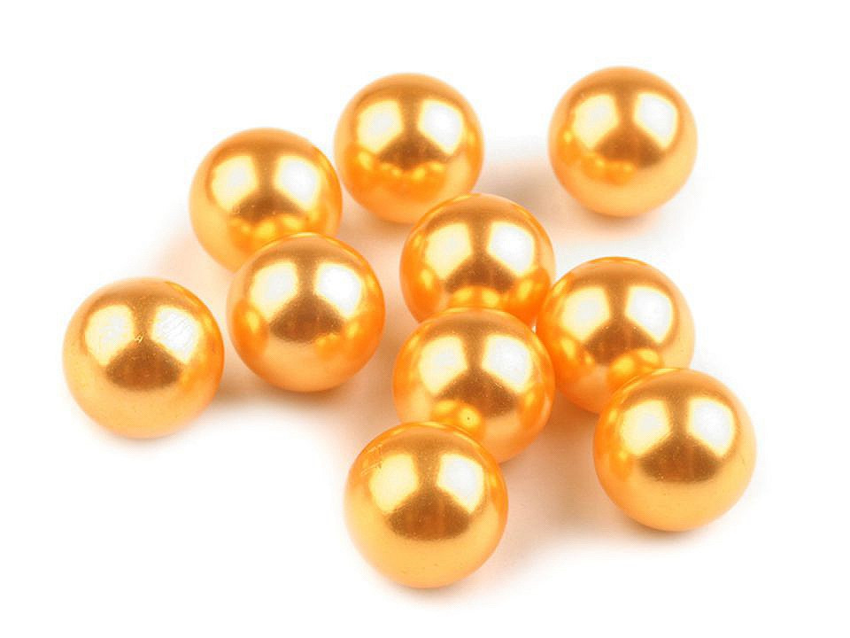 Dekorační kuličky / perly bez dírek Ø10 mm, barva 18 oranžovožlutá