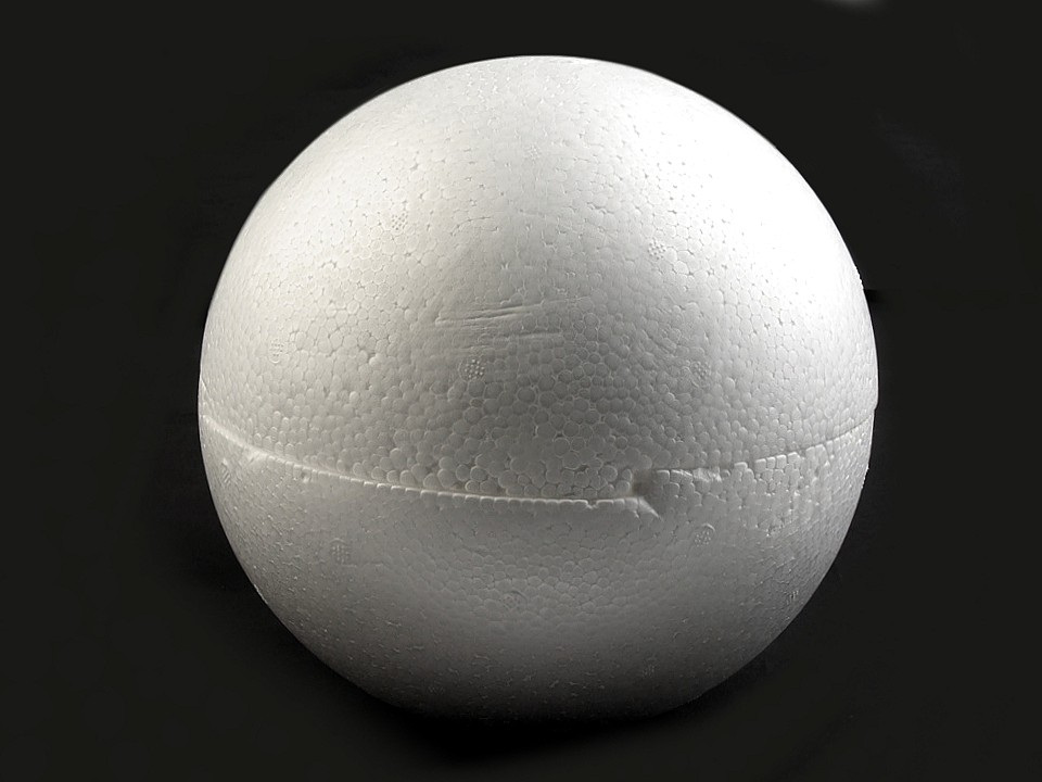 Polystyrenová koule dvoudílná dutá Ø19,5 cm, barva bílá
