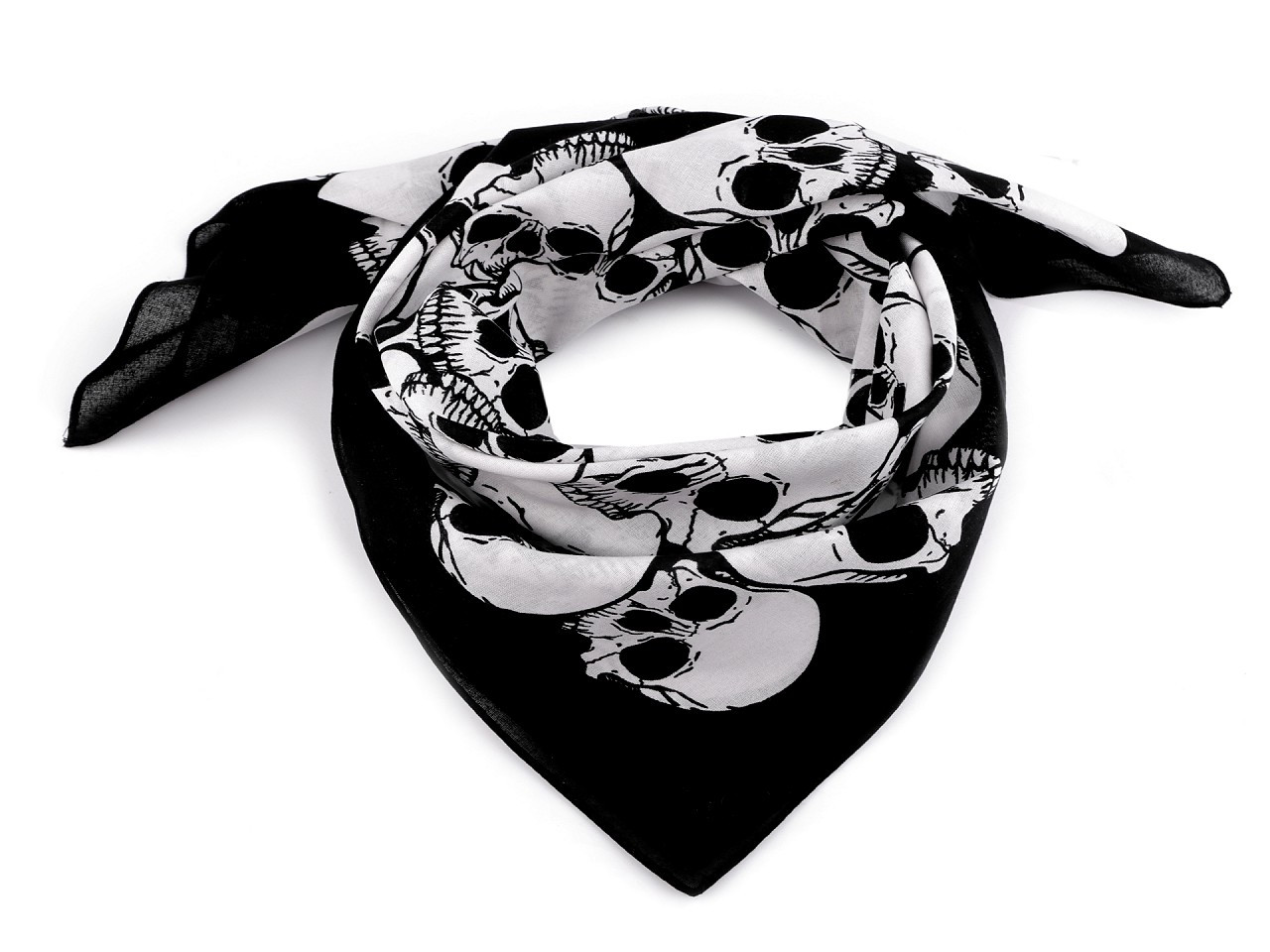Bavlněný šátek lebky 70x70 cm, barva 2 černá