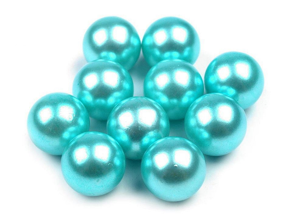 Dekorační kuličky / perly bez dírek Ø10 mm, barva 9 tyrkysová
