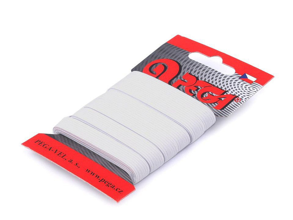 Prádlová pruženka na kartě šíře 9 mm, barva 1 bílá