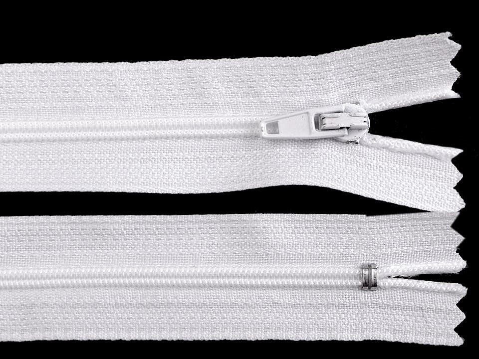 Spirálový zip šíře 3 mm délka 18 cm autolock, barva 101 bílá