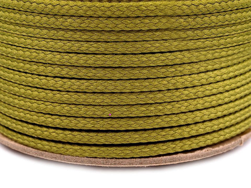 Oděvní šňůra PES Ø4 mm, barva 6787 zelená olivová