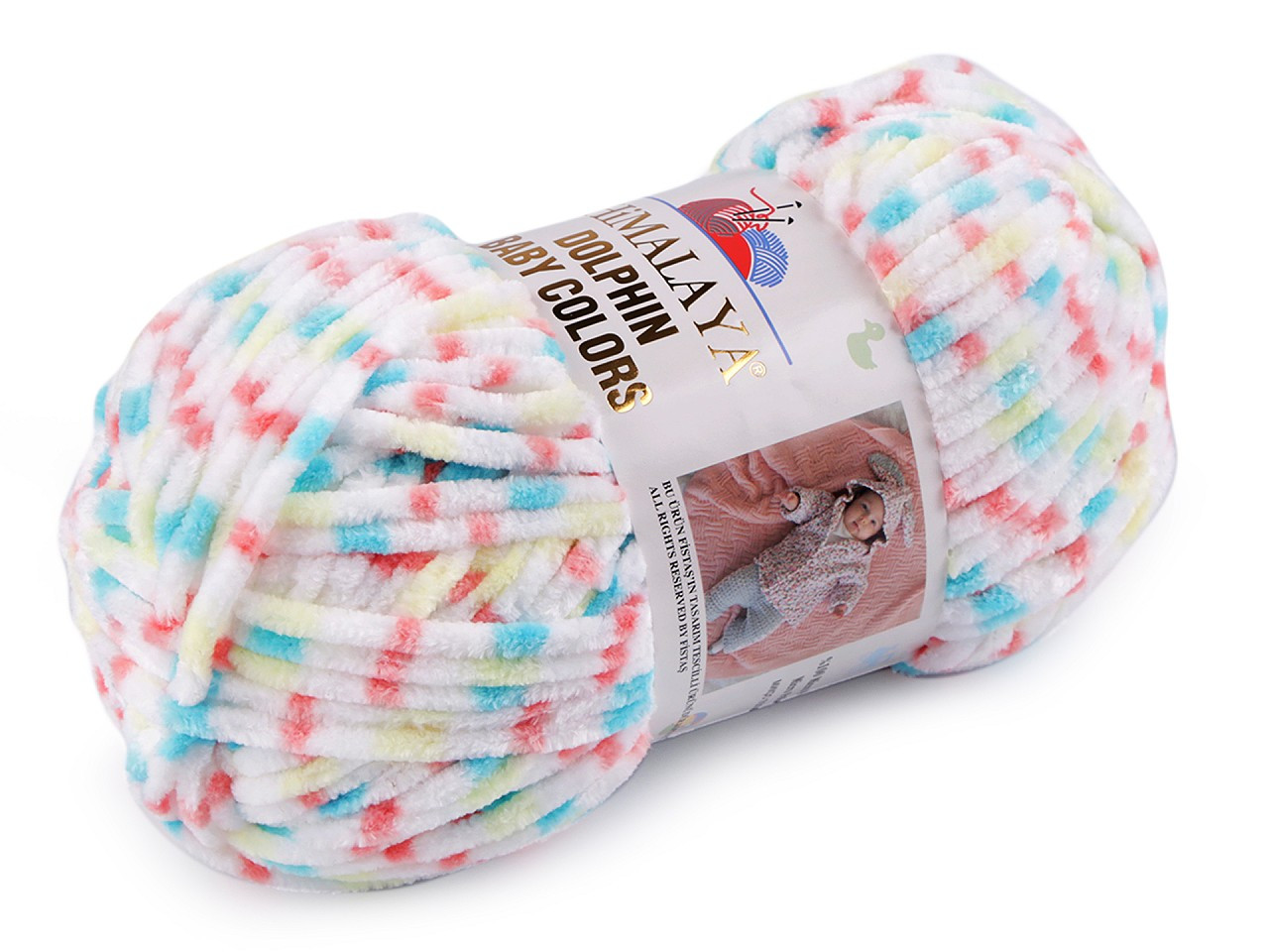 Pletací žinylková příze Dolphin Baby Colors 100 g, barva 3 (80415) bílá oranžová