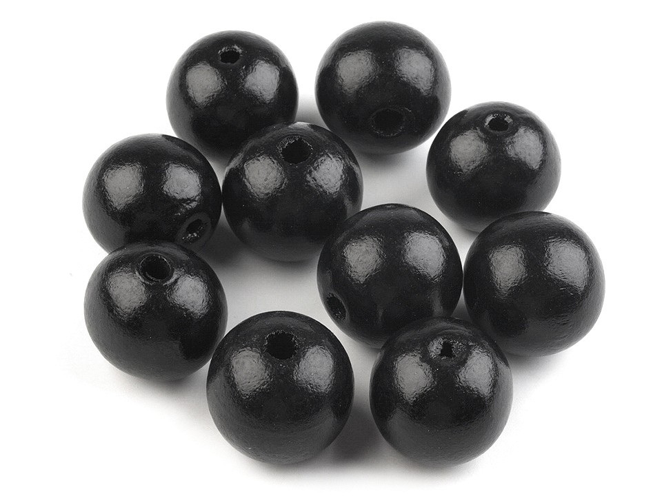 Dřevěné korálky Ø22-25 mm, barva 3 (Ø22-25 mm) černá
