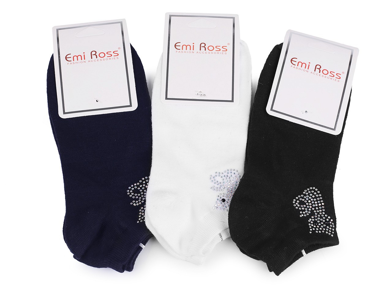 Dámské bavlněné ponožky kotníkové s kamínky Emi Ross, barva 9 (vel. 39-42) mix