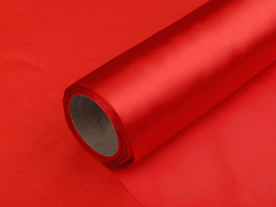 Satén jednostranný šíře 36 cm, barva 26 červená