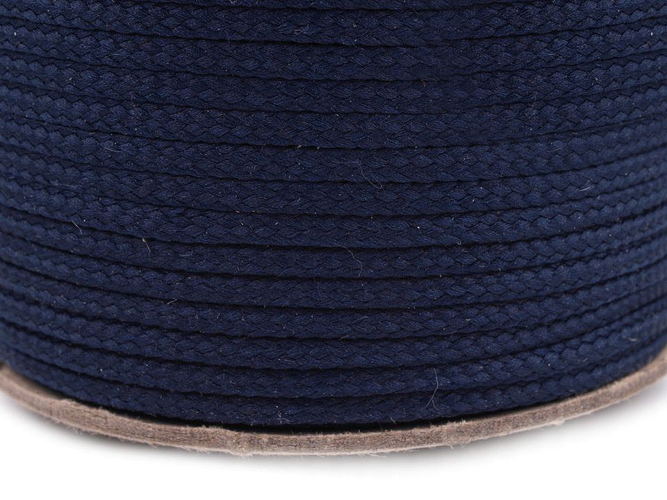 Oděvní šňůra PES Ø4 mm, barva 4830 modrá temná