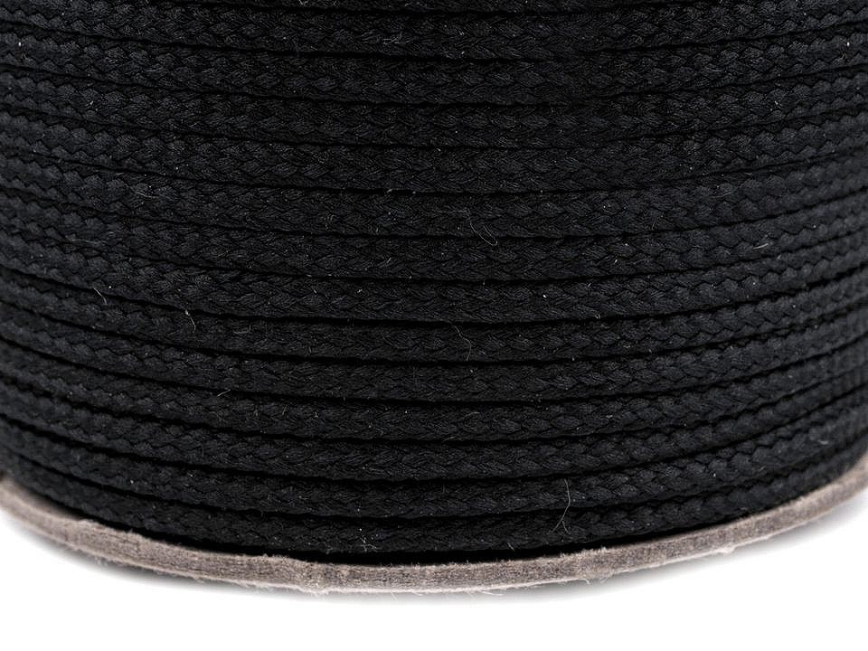 Oděvní šňůra PES Ø2 mm, barva 9001 černá